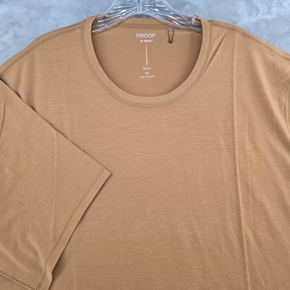 Proof 72 Hour‎ Merino T-Shirt Mens 3XL Brown Slim Fit Short Sleeve Tee NEW